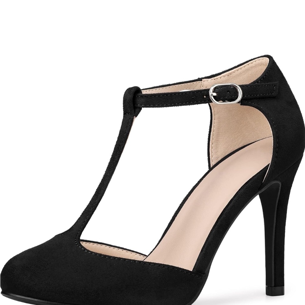 Elegant Black T-Strap Heels